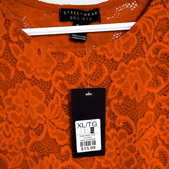 Streetwear Society,red Lace Sleeveless Top For Women US XL SKU 61205084 - Picture 2 of 6